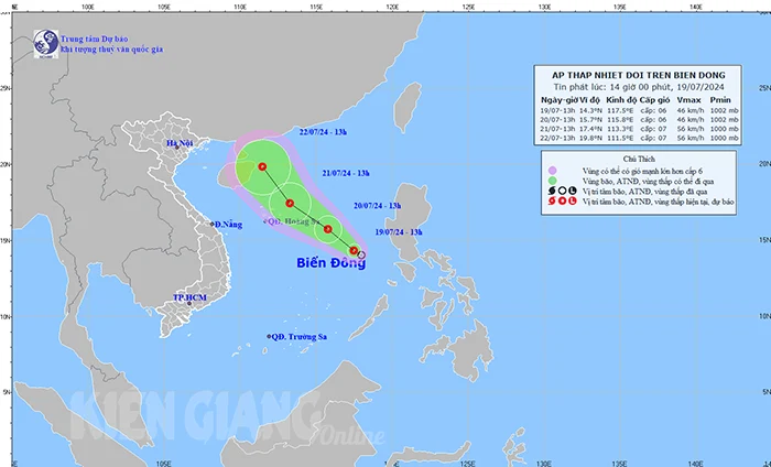 Biển Đông xuất hiện áp thấp nhiệt đới: Kiên Giang cảnh báo mưa dông